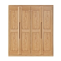 Nordic All Solid Wood Four-door Wardrobe for Bedroom Household 3d model