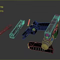 Modern Pistol Weapon With Disassembled Components Including Barrel Magazine And Slide