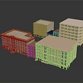 Building Models of Various Architectural Styles with Different Designs on Black Background