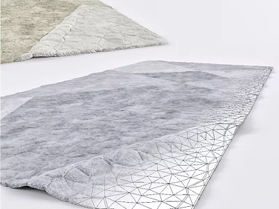 Modern Square Rug With Geometric Pattern Gray And Light Green Plush Texture 3d model