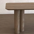 Minimalist Wooden Dining Table With Four Cylindrical Legs And Light Wood Grain