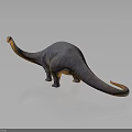 Purple And Orange Sauropod Dinosaur With Long Neck Tail On Gray Background And Reflection