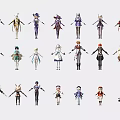Diverse Game and Movie Characters With Colorful Outfits Detailed Designs and Poses