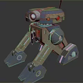 3D Robot Model With Blue Brown Metal Structure And Large Eyes Multi Legged Design 3d model