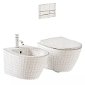 Modern White Wall Mounted Toilet With Sink And Control Buttons Interior Design