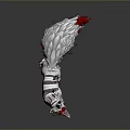 Game Movie Character White Fox With Multiple Tails Red Accents Gray Stripes And Red Eyes