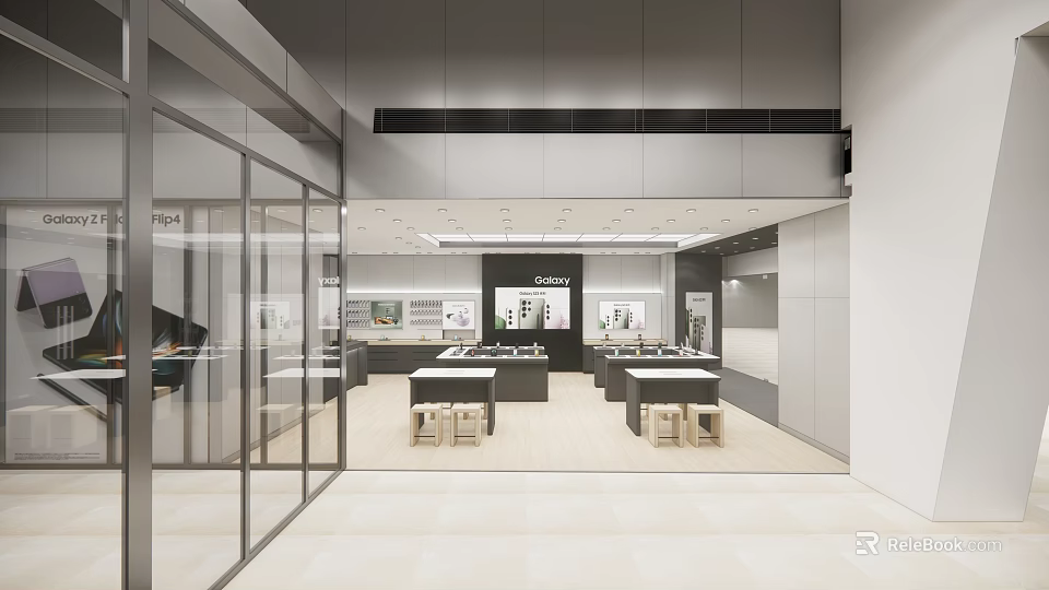 Chengyi Modern Retail Store Interior With Spacious Layout Display Tables Stools And Bright Lighting 3d model 