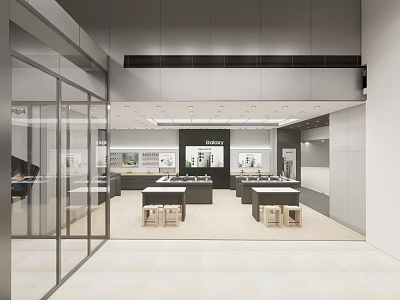 Chengyi Modern Retail Store Interior With Spacious Layout Display Tables Stools And Bright Lighting 3d model