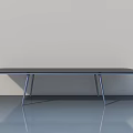 Swing Door In Modern Room With Black Table And Metal Legs On Reflective Floor