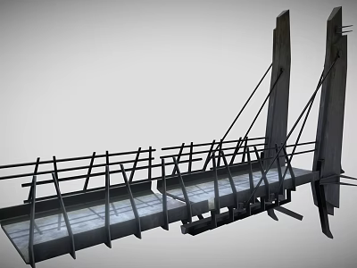 Steel Bridge Structure Featuring Tower Supports Cable Frameworks And Deck Sections 3d model