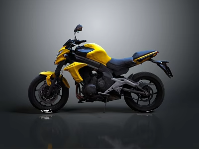 Yellow Sport Motorcycle Featuring Black Seat Shiny Body And Modern Design 3d model