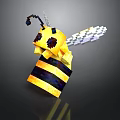 Pixel Art Bee With Yellow And Black Striped Body And Transparent Wings