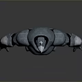 Metallic Robot Character With Spiked Helmet Armored Body And Standing Pose