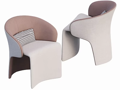 Modern Dining Chairs With Beige And Brown Upholstery Plaid Cushion Sleek Design 3d model