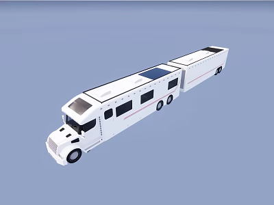 Large White Recreational Vehicle With Multiple Windows And Blue Roof Top 3d model