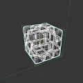 Brown Building Blocks Cube Composed of Small Square Pieces on Dark Background