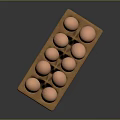 Fresh Brown Chicken Eggs in Paper Carton on Black Reflective Surface