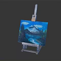 Modern Smart TV Displaying Vibrant Mountain River Landscape Oil Painting with Trees