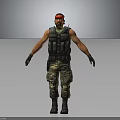 Tactical Military Character 3D Model With Red Bandana Sleeveless Vest And Camouflage Pants