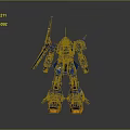 Blue Mecha Robot Character With Armor Weapon And Orange Feet Detailed Design Model