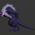 Fantasy Beast With Blue Muscular Body White Mane Red Markings And Aggressive Stance