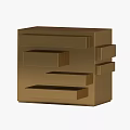 Golden Computer Chassis With Stacked Blocks Modular Design And Shiny Metallic Finish