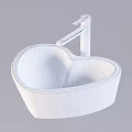 Modern Heart Shaped White Ceramic Washbasin With Chrome Faucet Design