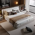Double bedside table chandelier carpet pillow ornaments 3d model