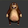 Low Poly Style Game Movie Character With Brown Beige Fur Big Eyes And Funny Expression