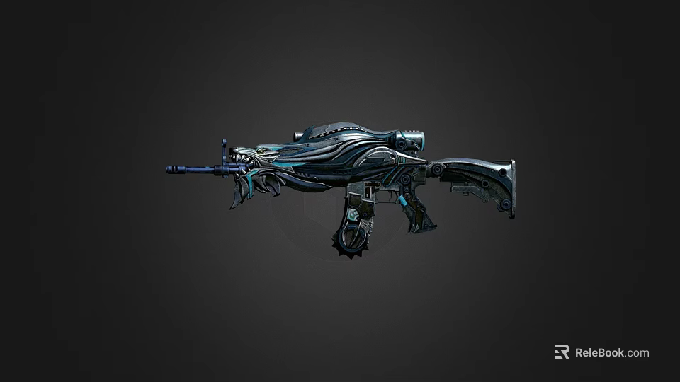 Game Movie Character Weapon With Futuristic Mechanical Design And Blue Accents 3d model 