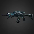 Game Movie Character Weapon With Futuristic Mechanical Design And Blue Accents