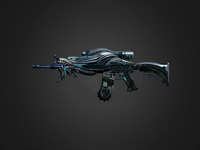 Game Movie Character Weapon With Futuristic Mechanical Design And Blue Accents 3d model