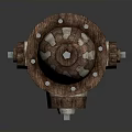Detailed Brown Fire Hydrant With White Stripes And Rustic Metal Design