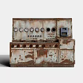 Rusty Vintage Industrial Equipment Control Panel With Meters And Buttons