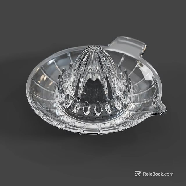 Clear Glass Manual Citrus Juicer With Circular Base And Press Design 3d model 