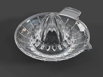 Clear Glass Manual Citrus Juicer With Circular Base And Press Design 3d model