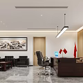 Hotel Public Lounge Area With Comfortable Sofas Large Landscape Painting And Floor to Ceiling Windows
