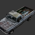 Old Green Worn Out Truck With Rust Peeling Paint Single Cab Front Grille Headlights