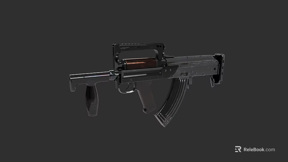 Modern Black Tactical Rifle With Wooden Grip And Metal Components 3d model 