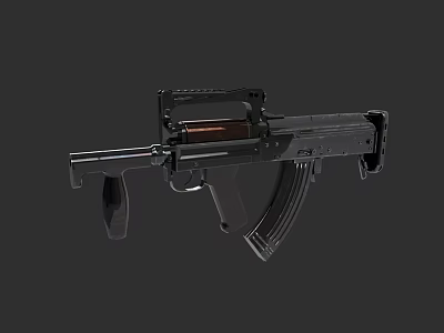 Modern Black Tactical Rifle With Wooden Grip And Metal Components 3d model