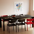 Dining table and chair combination 3d model