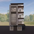 Modern Three Story Detached Villa With Large Glass Windows Balconies And Green Surroundings