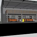 4S Auto Shop Interior With Service Bays Cars Repair Equipment And Tool Racks