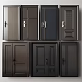 Different Dark Colored Security Doors with Various Panel and Handle Designs 3d model