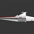 Modern White And Red Spaceship Model Featuring Angled Wings And Geometric Patterns 3d model