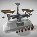 Professional Commercial Balance Scale With Brass Pans White Base And Calibration Weights