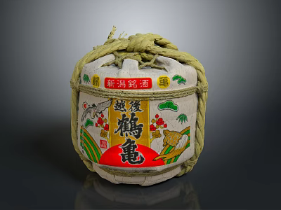 Traditional Chinese Tea Cake In Hemp Rope Wrapped Packaging With Cultural Characters And Artwork 3d model
