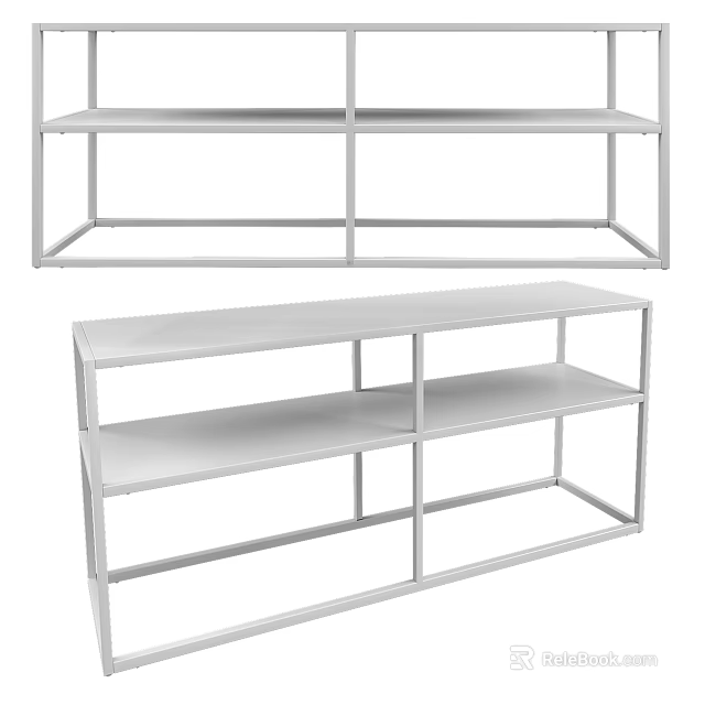 Modern White Metal Frame Display Shelves With Open Multiple Tiers For Retail Showcase Use 3d model 