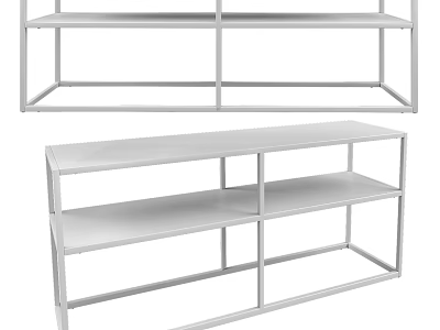 Modern White Metal Frame Display Shelves With Open Multiple Tiers For Retail Showcase Use 3d model