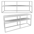 Modern White Metal Frame Display Shelves With Open Multiple Tiers For Retail Showcase Use